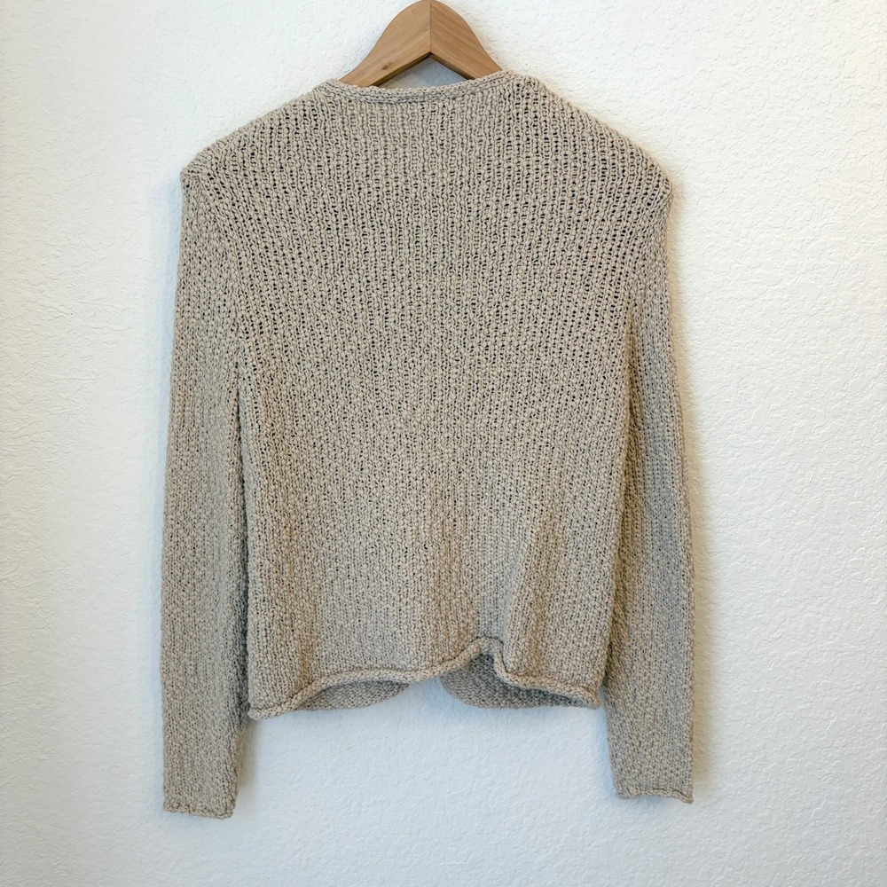 Eileen Fisher Boucle Silk Cotton Cardigan S Beige Knit Button Front Boho Beachy - Picture 6 of 10